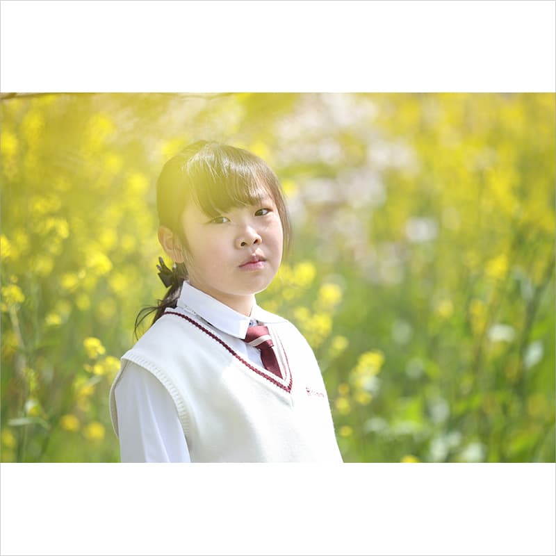 桜で入学記念のロケーション撮影